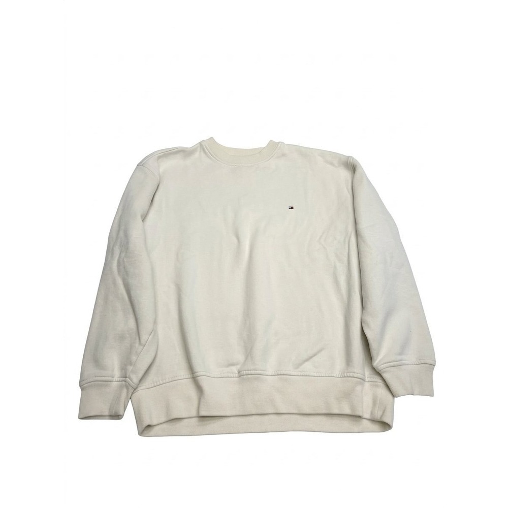 Tommy Hilfiger Sweatshirt Unisex Medium Cream Good Embroidered Logo Crewneck